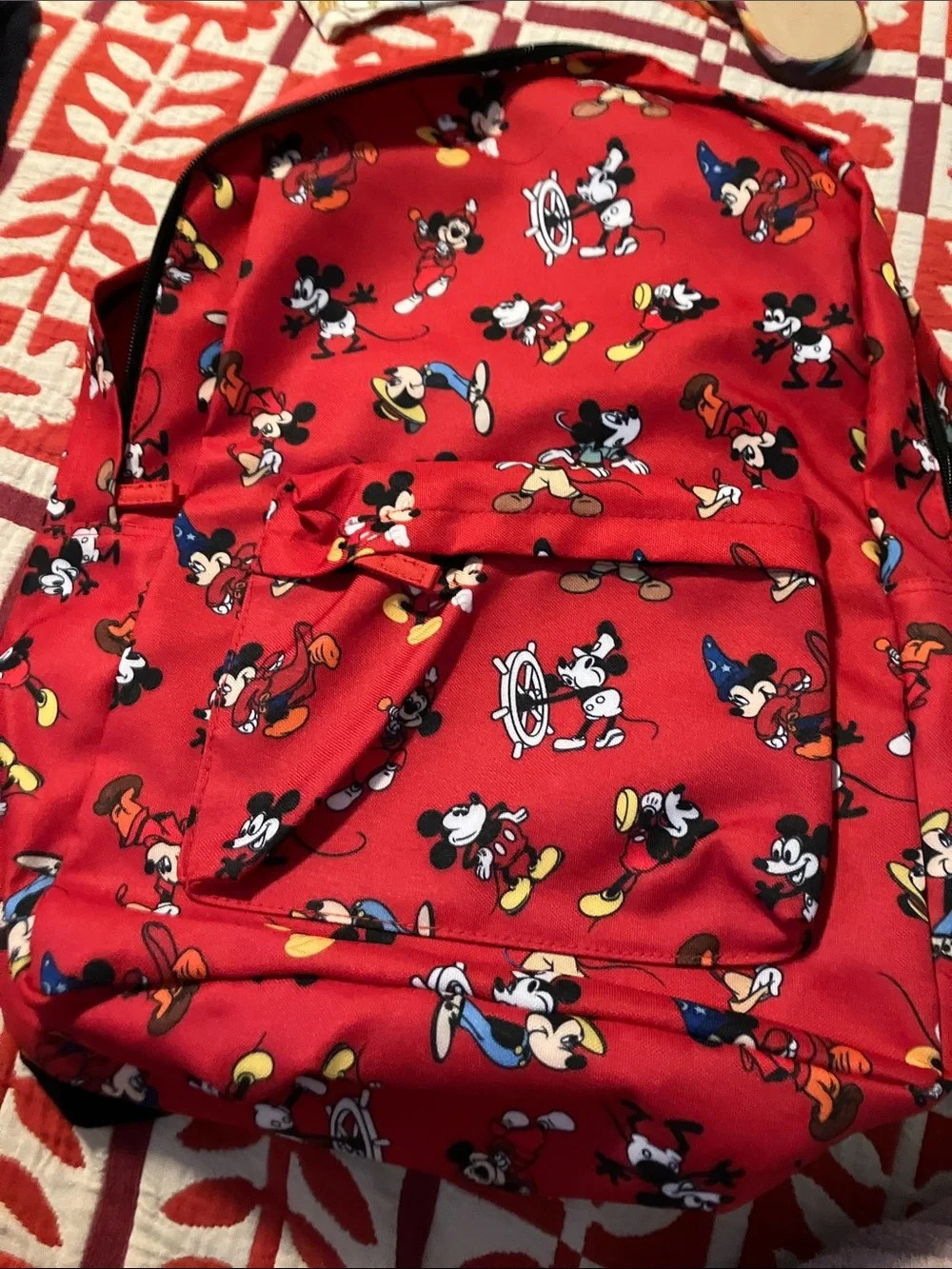 Disney Red Mickey Mouse Allover Print Backpack
